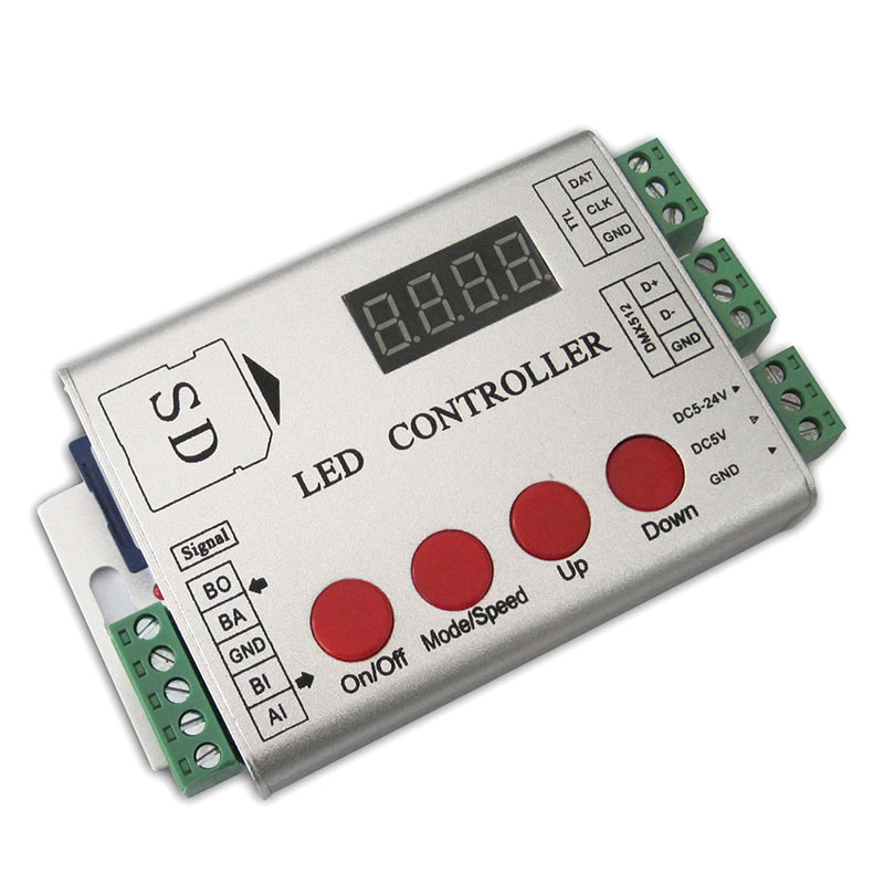 DC5-24V Synchronous Programmable DMX & SPI/TTL LED Light Controller With SD Card